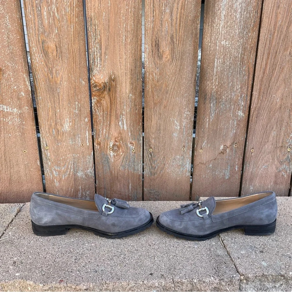 TALBOTS Women’s Gray Soft Leather Loafer Flat Slip On Mule with Tassel Size 7 - Picture 9 of 11